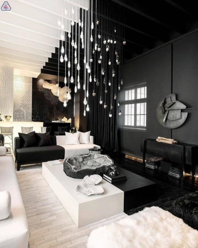 Làm thế nào decor phòng khách với màu đen huyền bí
